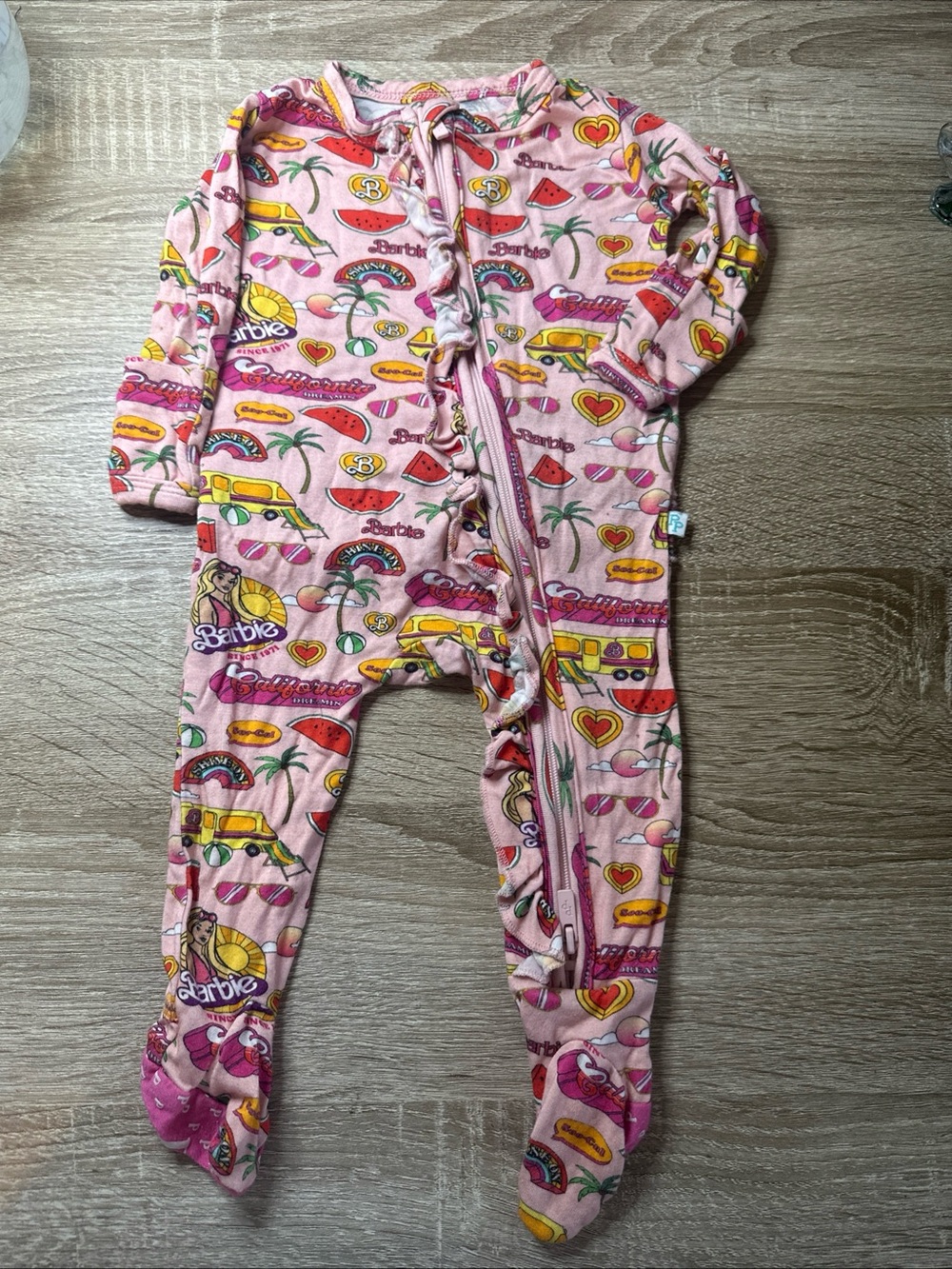 Posh Peanut Malibu Barbie pink bamboo footie sleeper Size Newborn